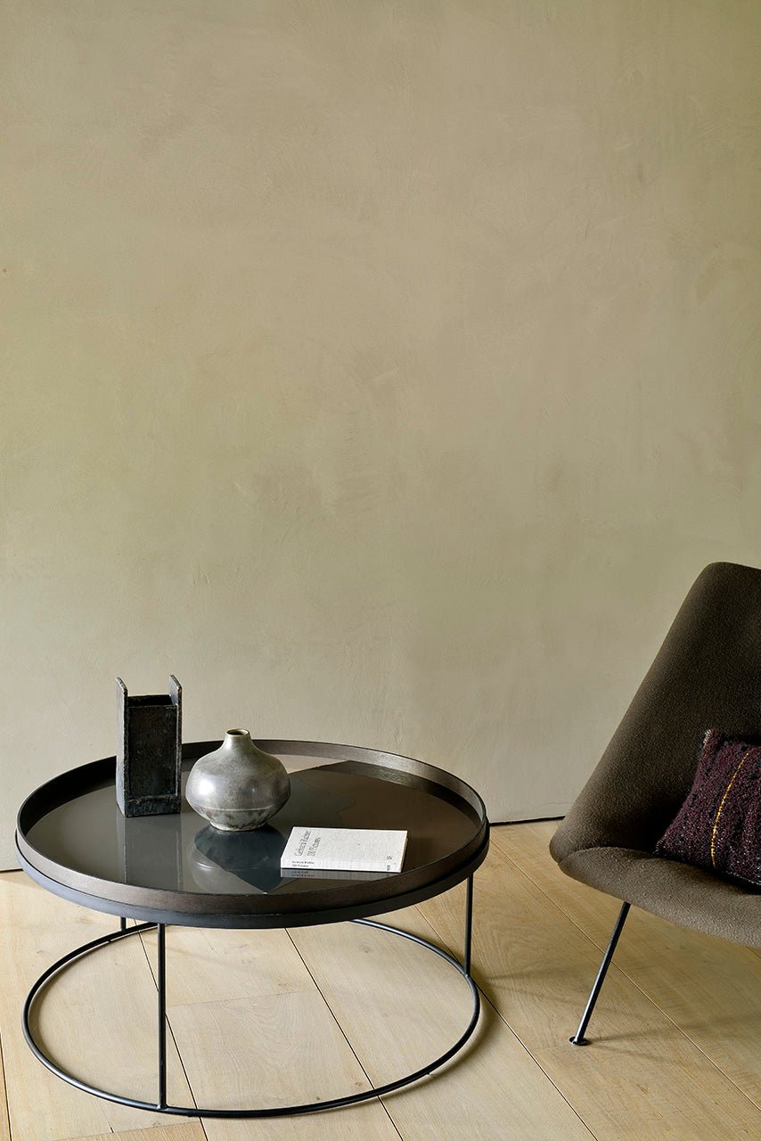 Combined Dots tray - glass - Graphite - round - XL White Cliff Studio Trays