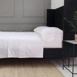 Como Ladder Stitch Cotton Sateen Sheet Set White Cliff Studio Sheet Sets