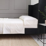 Como Ladder Stitch Cotton Sateen Sheet Set White Cliff Studio Sheet Sets