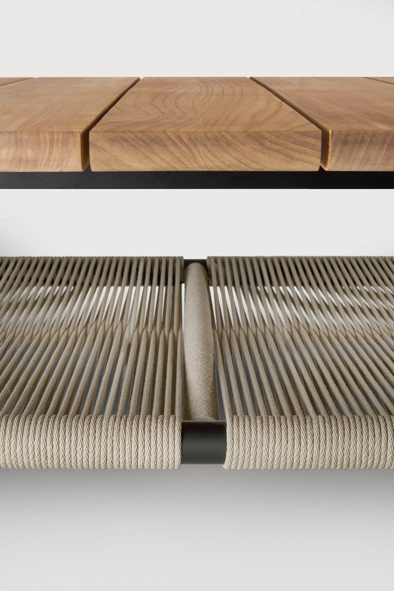 Corbey outdoor coffee table - teak top - aluminium base - black - rectangular White Cliff Studio Outdoor Coffee Table