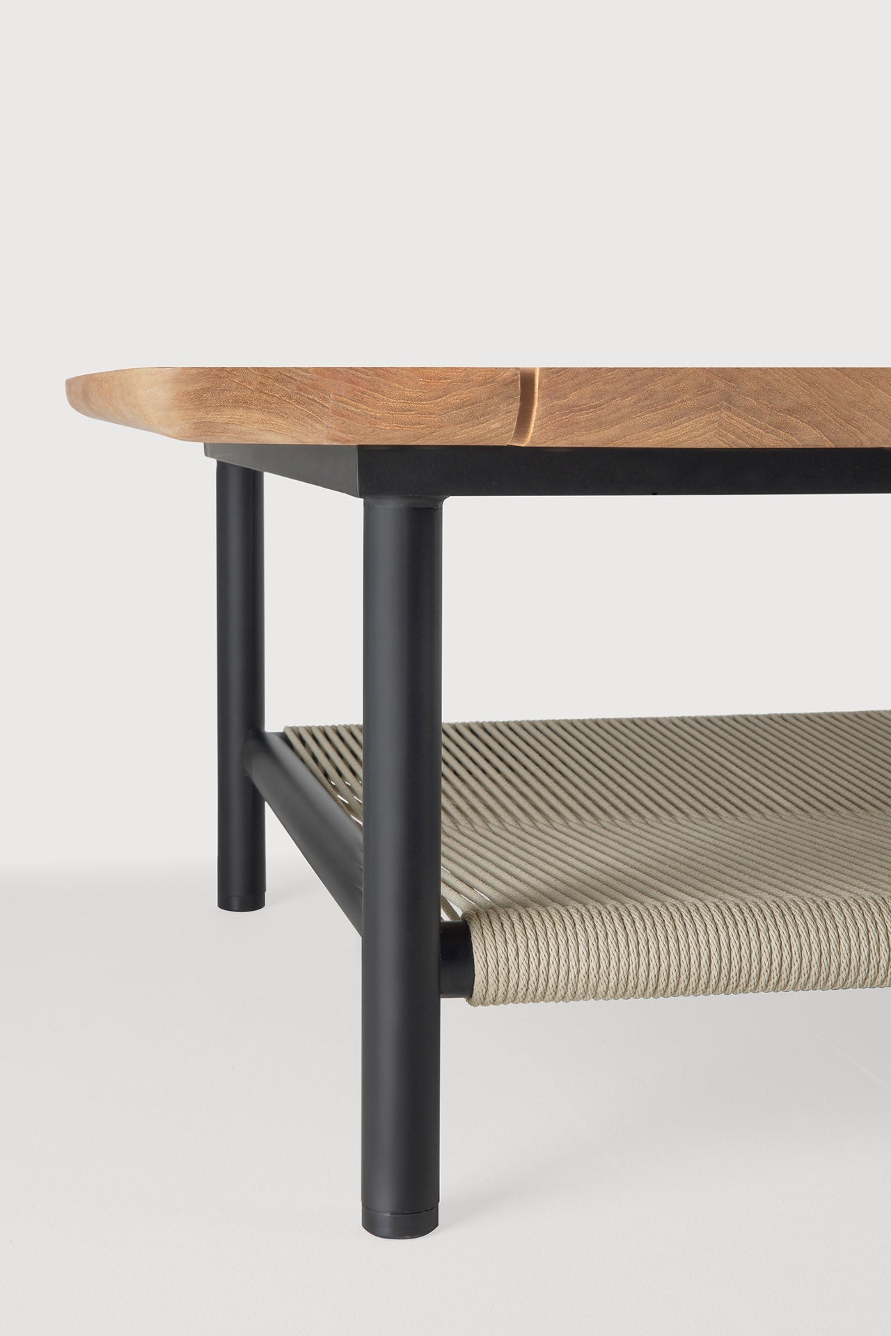 Corbey outdoor coffee table - teak top - aluminium base - black - rectangular White Cliff Studio Outdoor Coffee Table