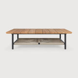 Corbey outdoor coffee table - teak top - aluminium base - black - rectangular White Cliff Studio Outdoor Coffee Table
