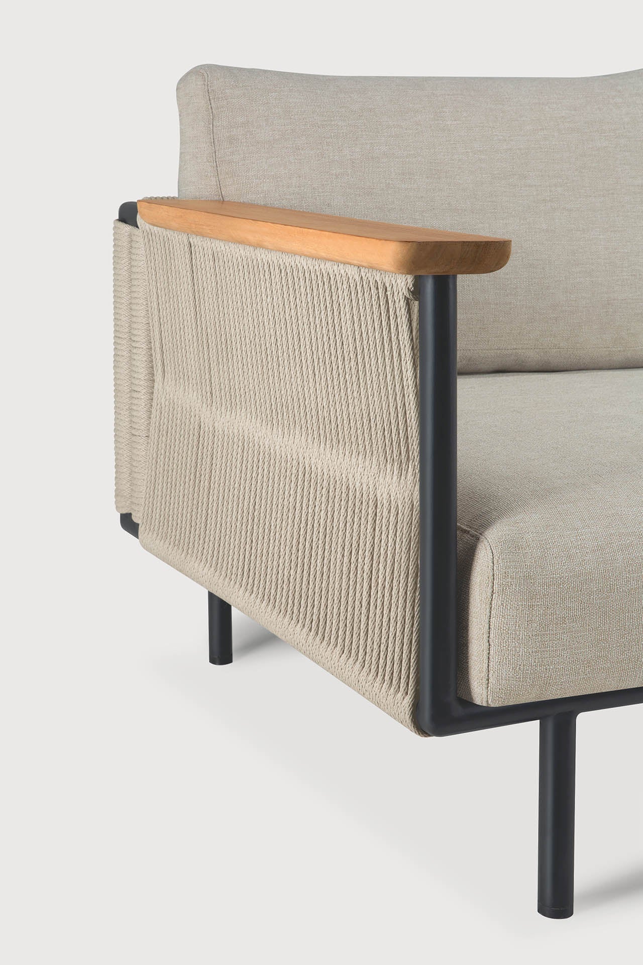 Corbey outdoor sofa - aluminium - black - Oyster fabric - 2 seater White Cliff Studio Outdoor Sofa