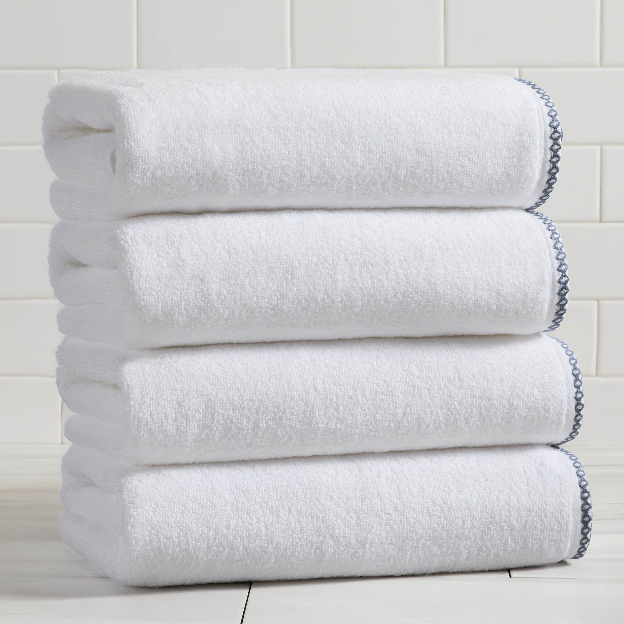 Cotton Border-Stitched 6-Piece Towel Set - Valery Collection White Cliff Studio Towels
