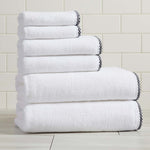 Cotton Border-Stitched 6-Piece Towel Set - Valery Collection White Cliff Studio Towels