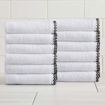 Cotton Border-Stitched 6-Piece Towel Set - Valery Collection White Cliff Studio Towels