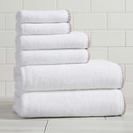 Cotton Border-Stitched 6-Piece Towel Set - Valery Collection White Cliff Studio Towels