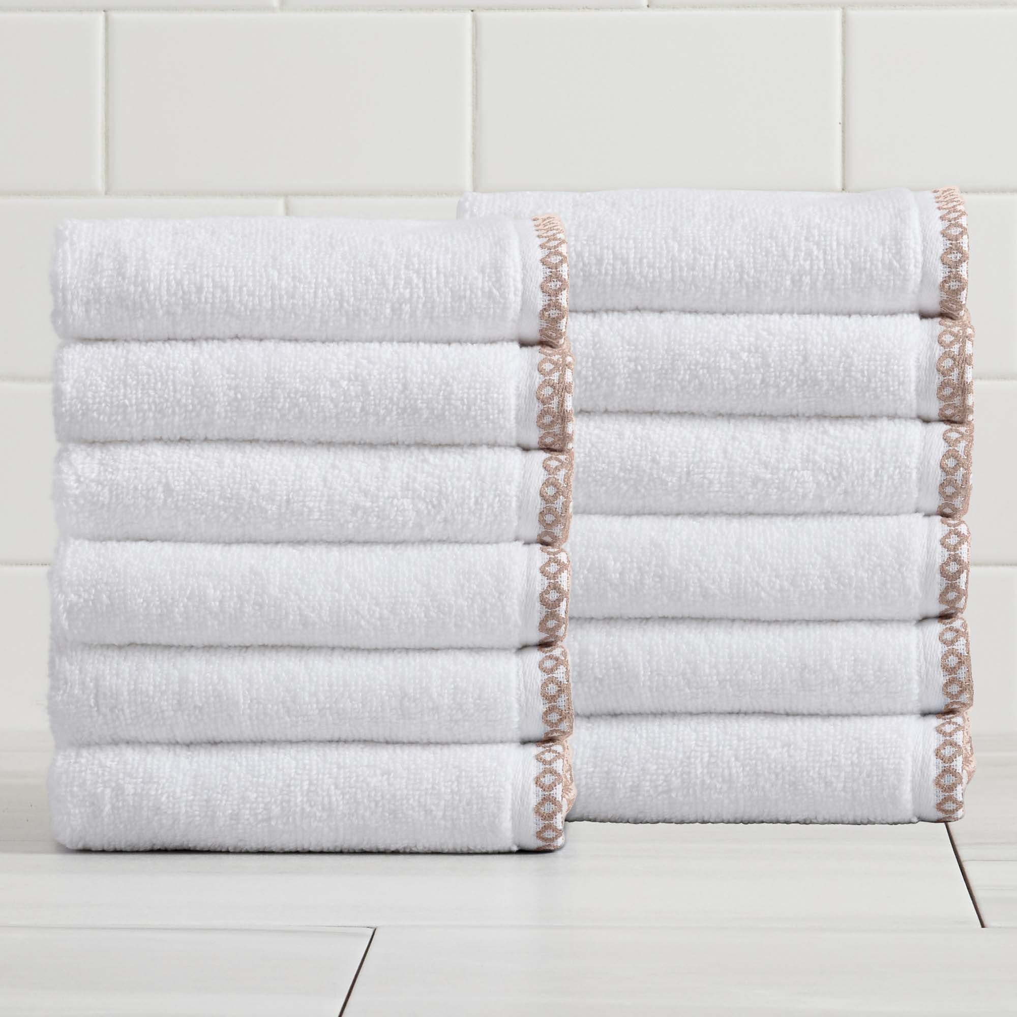 Cotton Border-Stitched 6-Piece Towel Set - Valery Collection White Cliff Studio Towels