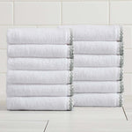 Cotton Border-Stitched 6-Piece Towel Set - Valery Collection White Cliff Studio Towels