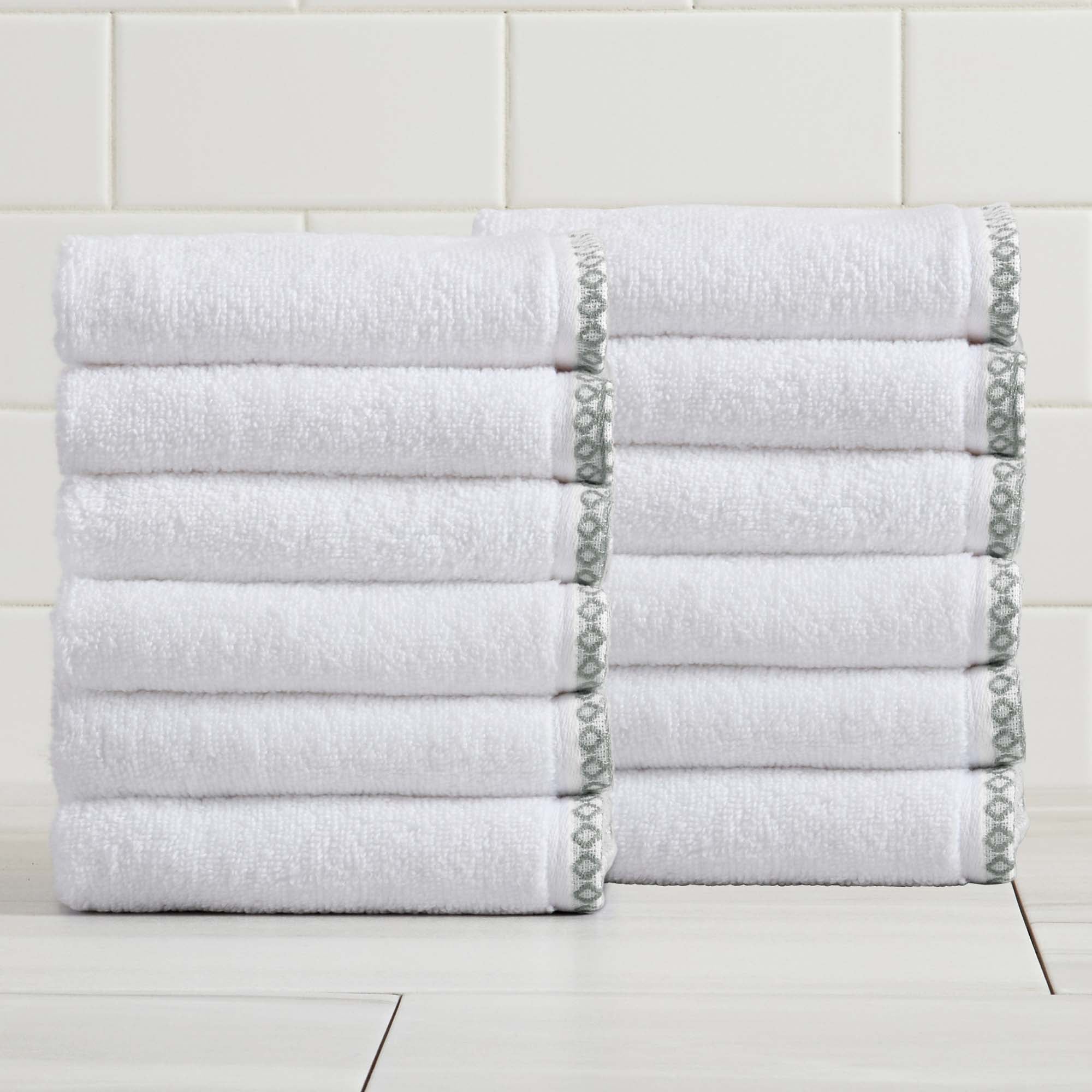 Cotton Border-Stitched 6-Piece Towel Set - Valery Collection White Cliff Studio Towels