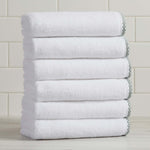 Cotton Border-Stitched 6-Piece Towel Set - Valery Collection White Cliff Studio Towels
