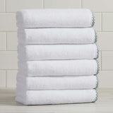 Cotton Border-Stitched 6-Piece Towel Set - Valery Collection White Cliff Studio Towels