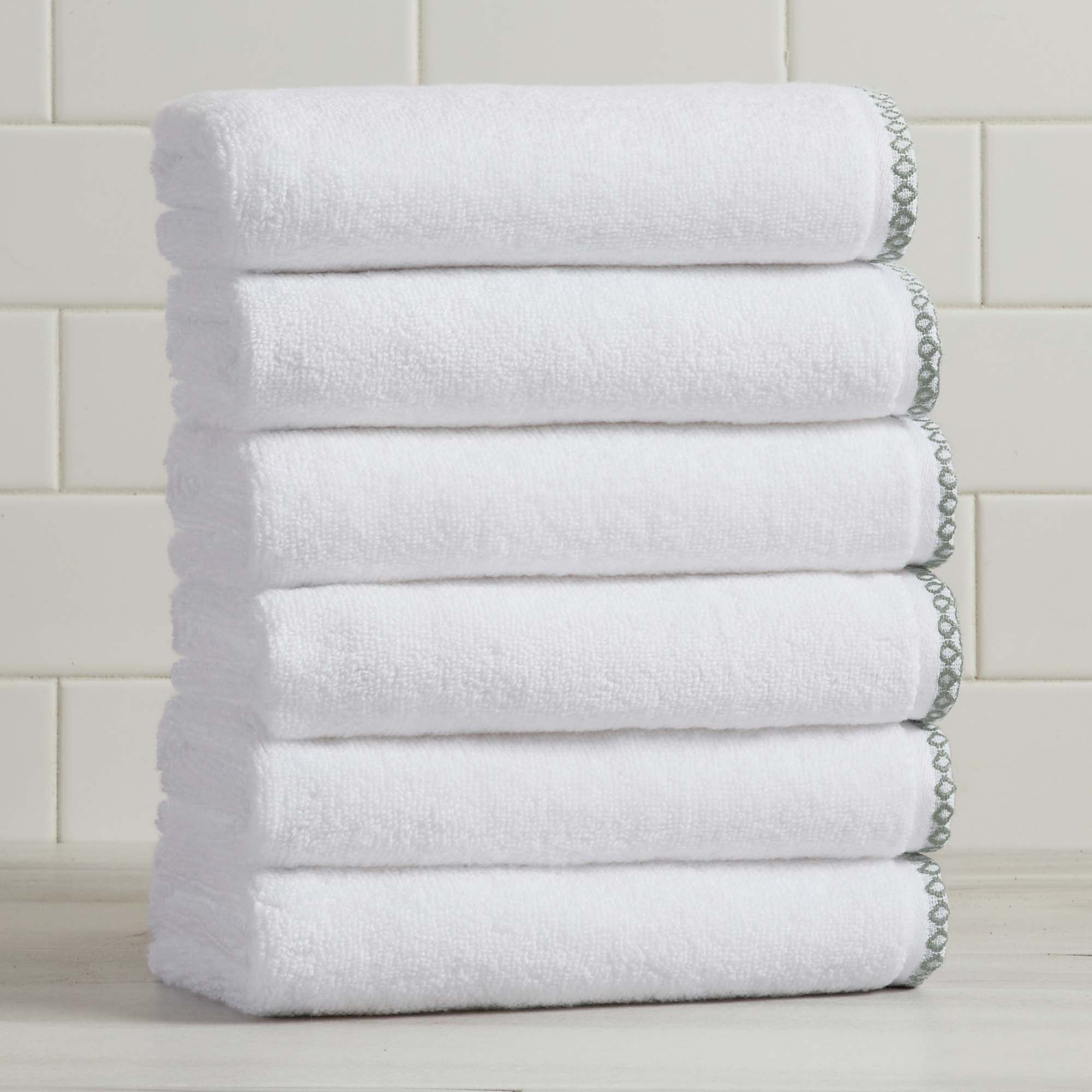 Cotton Border-Stitched 6-Piece Towel Set - Valery Collection White Cliff Studio Towels