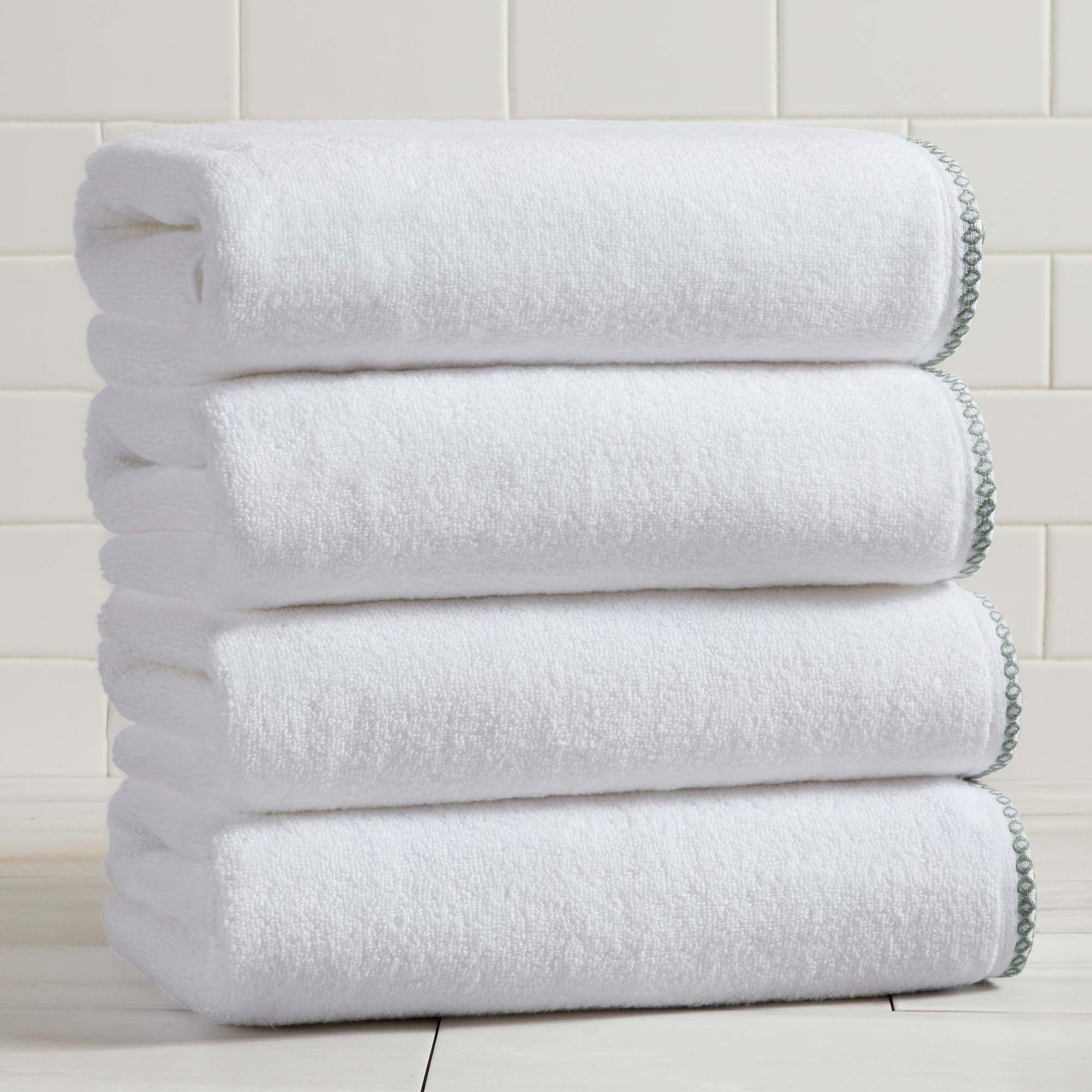 Cotton Border-Stitched 6-Piece Towel Set - Valery Collection White Cliff Studio Towels