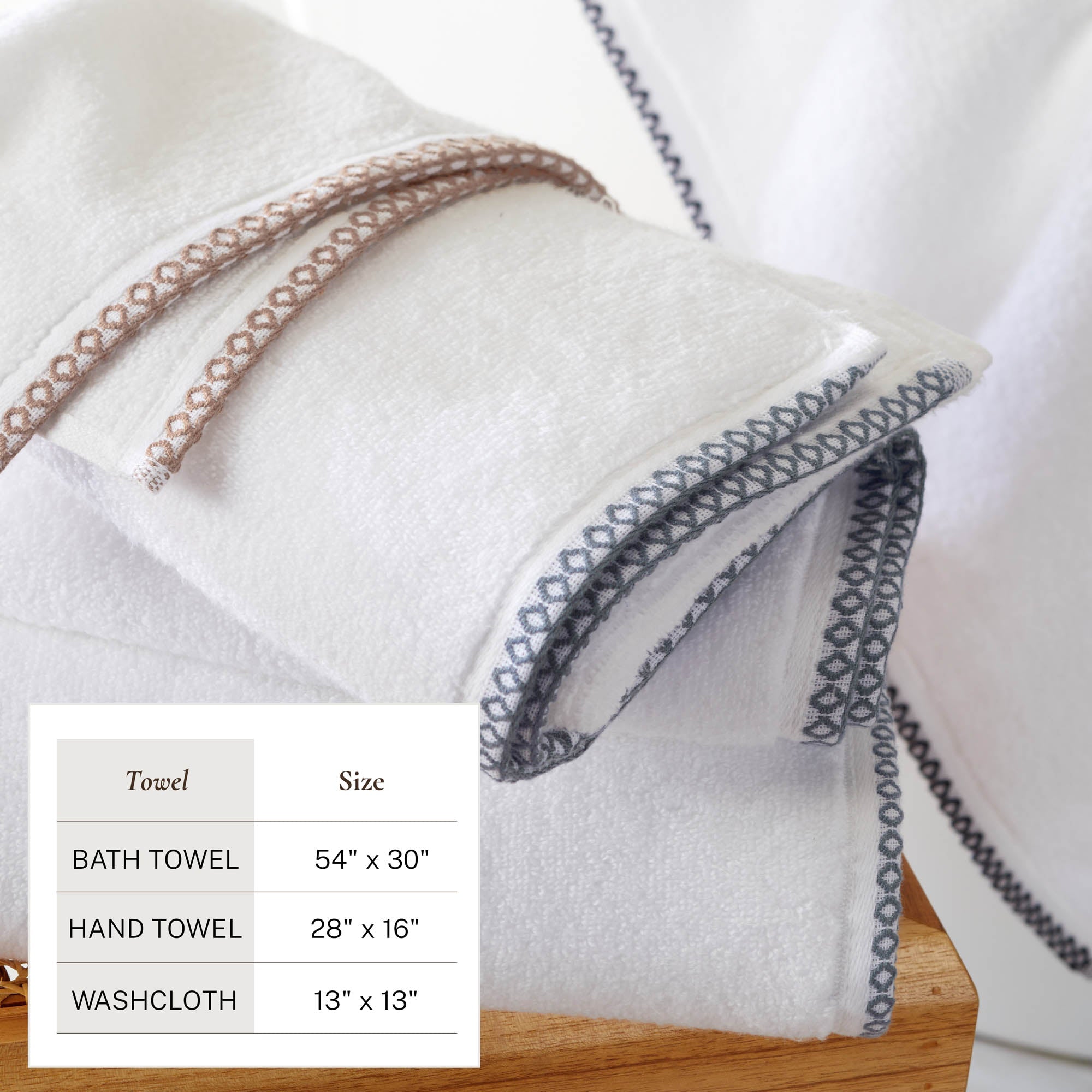 Cotton Border-Stitched 6-Piece Towel Set - Valery Collection White Cliff Studio Towels
