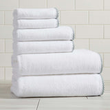 Cotton Border-Stitched 6-Piece Towel Set - Valery Collection White Cliff Studio Towels