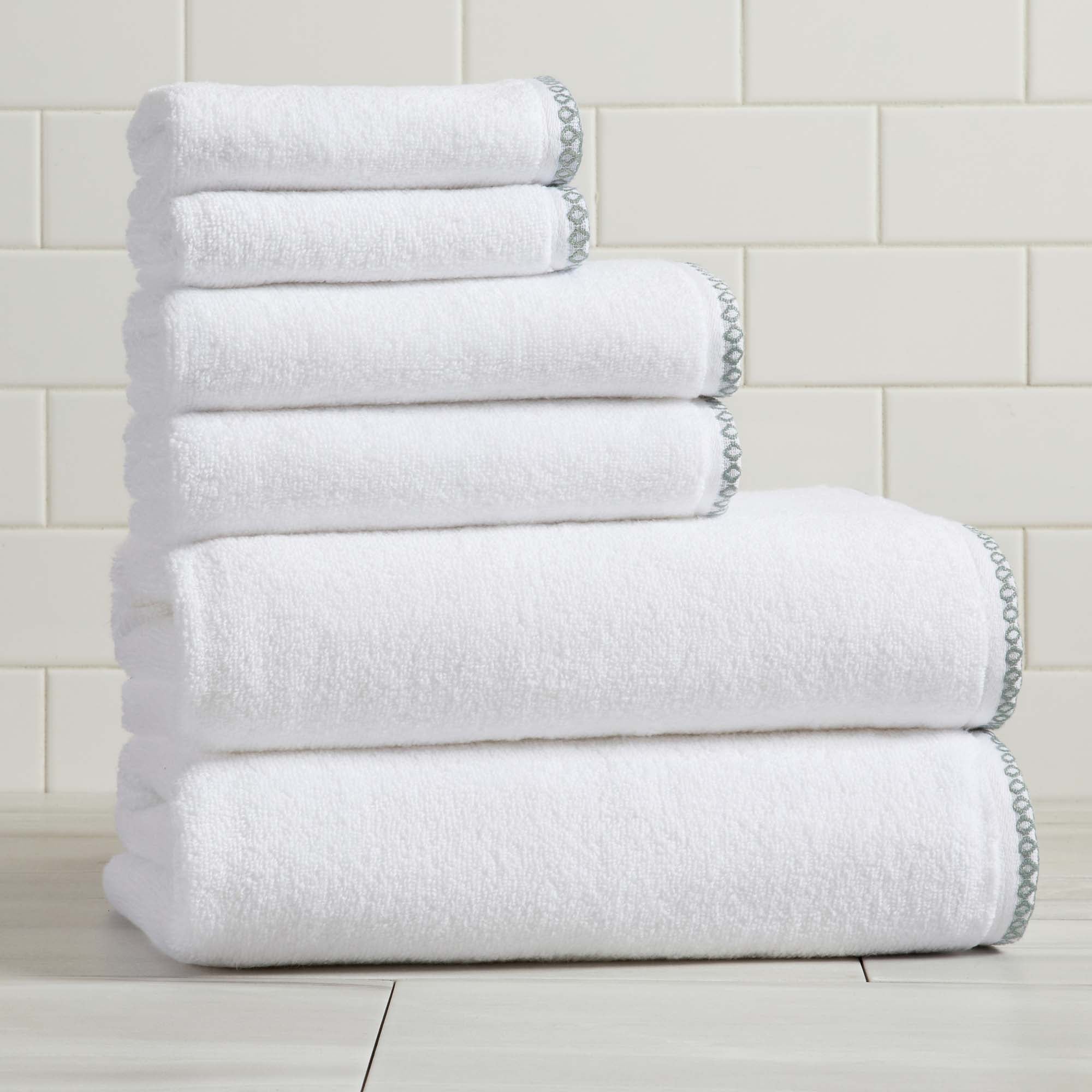 Cotton Border-Stitched 6-Piece Towel Set - Valery Collection White Cliff Studio Towels