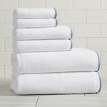 Cotton Border-Stitched 6-Piece Towel Set - Valery Collection White Cliff Studio Towels