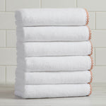 Cotton Border-Stitched 6-Piece Towel Set - Valery Collection White Cliff Studio Towels