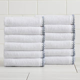 Cotton Border-Stitched 6-Piece Towel Set - Valery Collection White Cliff Studio Towels