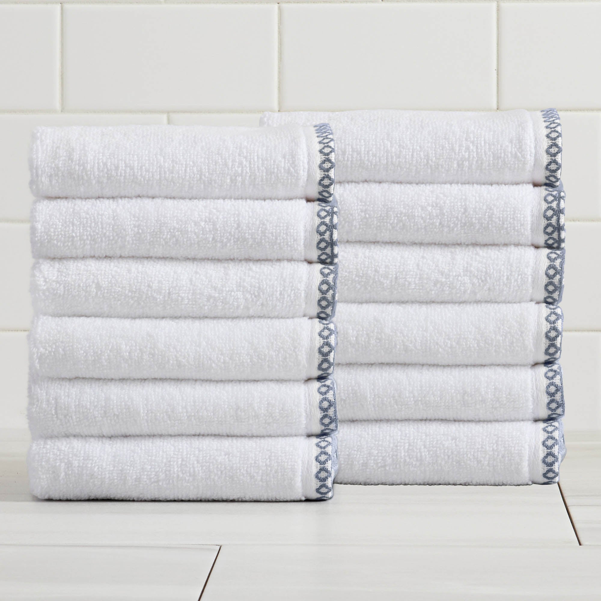 Cotton Border-Stitched 6-Piece Towel Set - Valery Collection White Cliff Studio Towels