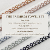 Cotton Border-Stitched 6-Piece Towel Set - Valery Collection White Cliff Studio Towels