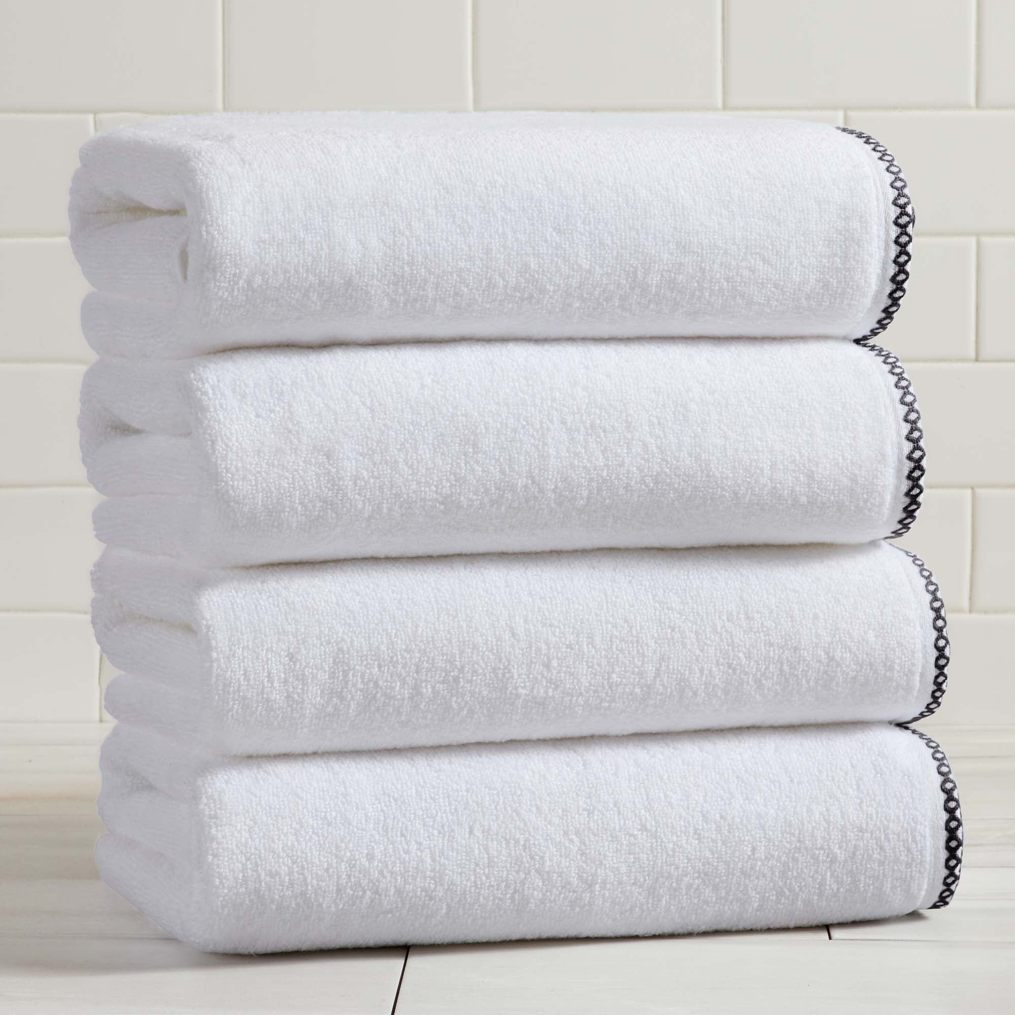 Cotton Border-Stitched 6-Piece Towel Set - Valery Collection White Cliff Studio Towels