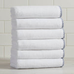 Cotton Border-Stitched 6-Piece Towel Set - Valery Collection White Cliff Studio Towels