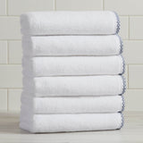 Cotton Border-Stitched 6-Piece Towel Set - Valery Collection White Cliff Studio Towels