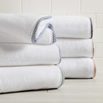 Cotton Border-Stitched 6-Piece Towel Set - Valery Collection White Cliff Studio Towels