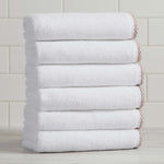Cotton Border-Stitched 6-Piece Towel Set - Valery Collection White Cliff Studio Towels