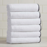 Cotton Border-Stitched 6-Piece Towel Set - Valery Collection White Cliff Studio Towels