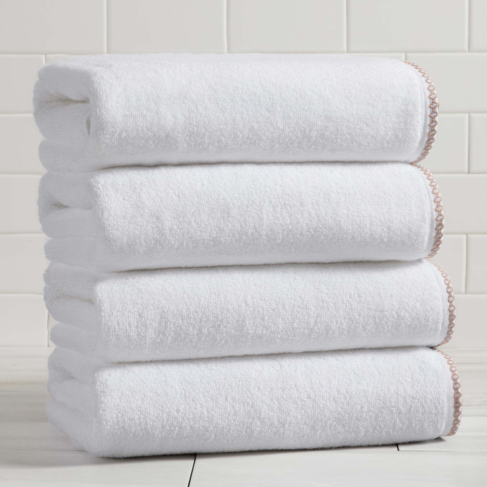 Cotton Border-Stitched 6-Piece Towel Set - Valery Collection White Cliff Studio Towels