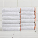Cotton Border-Stitched 6-Piece Towel Set - Valery Collection White Cliff Studio Towels
