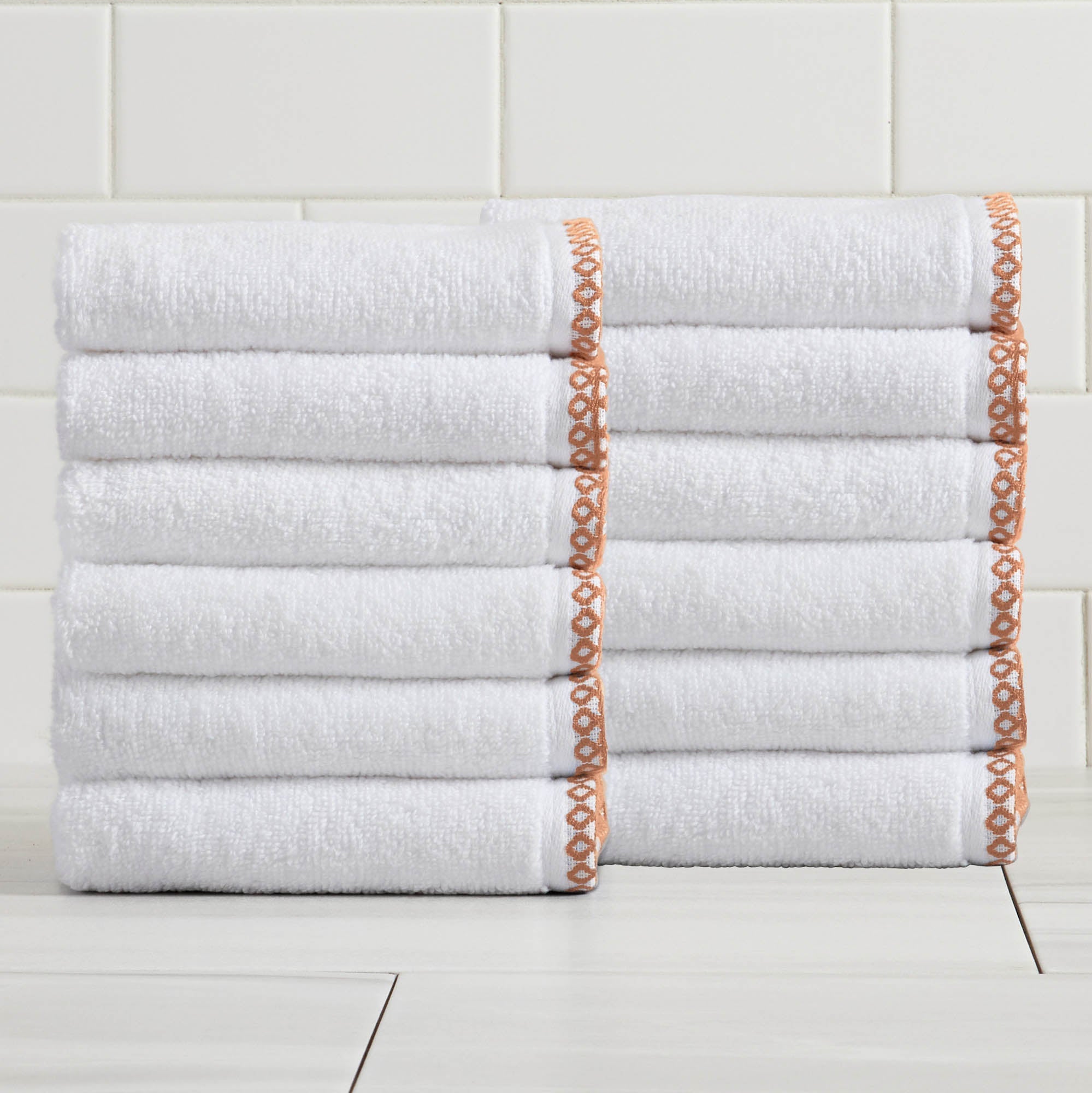 Cotton Border-Stitched 6-Piece Towel Set - Valery Collection White Cliff Studio Towels