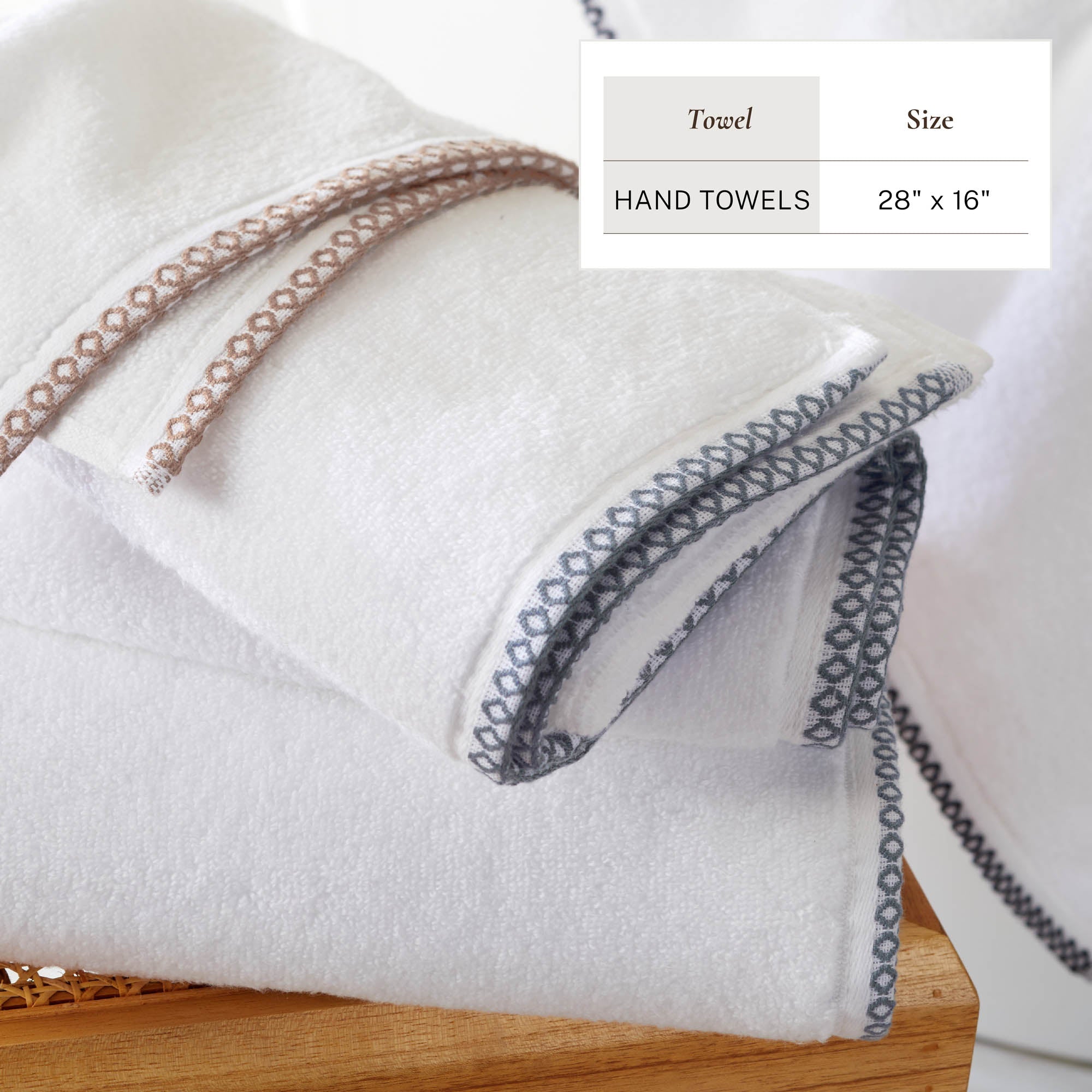 Cotton Border-Stitched 6-Piece Towel Set - Valery Collection White Cliff Studio Towels
