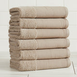 Cotton Linen-Like Border 6-Piece Towel Set - Priya Collection White Cliff Studio Towels