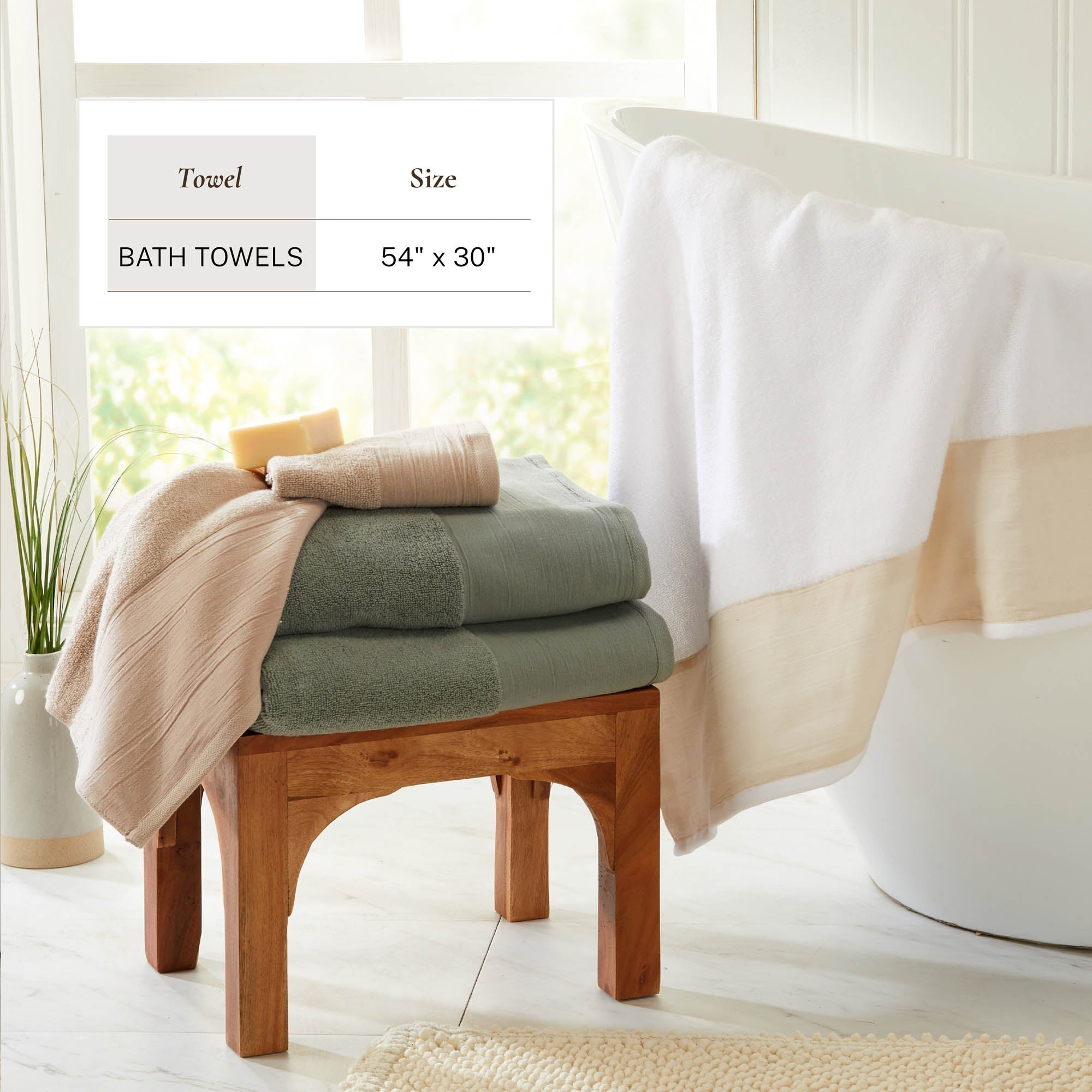 Cotton Linen-Like Border 6-Piece Towel Set - Priya Collection White Cliff Studio Towels