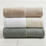 Cotton Linen-Like Border 6-Piece Towel Set - Priya Collection White Cliff Studio Towels