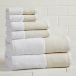 Cotton Linen-Like Border 6-Piece Towel Set - Priya Collection White Cliff Studio Towels