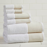 Cotton Linen-Like Border 6-Piece Towel Set - Priya Collection White Cliff Studio Towels