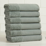 Cotton Linen-Like Border 6-Piece Towel Set - Priya Collection White Cliff Studio Towels