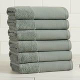 Cotton Linen-Like Border 6-Piece Towel Set - Priya Collection White Cliff Studio Towels