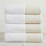 Cotton Linen-Like Border 6-Piece Towel Set - Priya Collection White Cliff Studio Towels