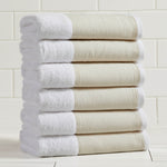 Cotton Linen-Like Border 6-Piece Towel Set - Priya Collection White Cliff Studio Towels