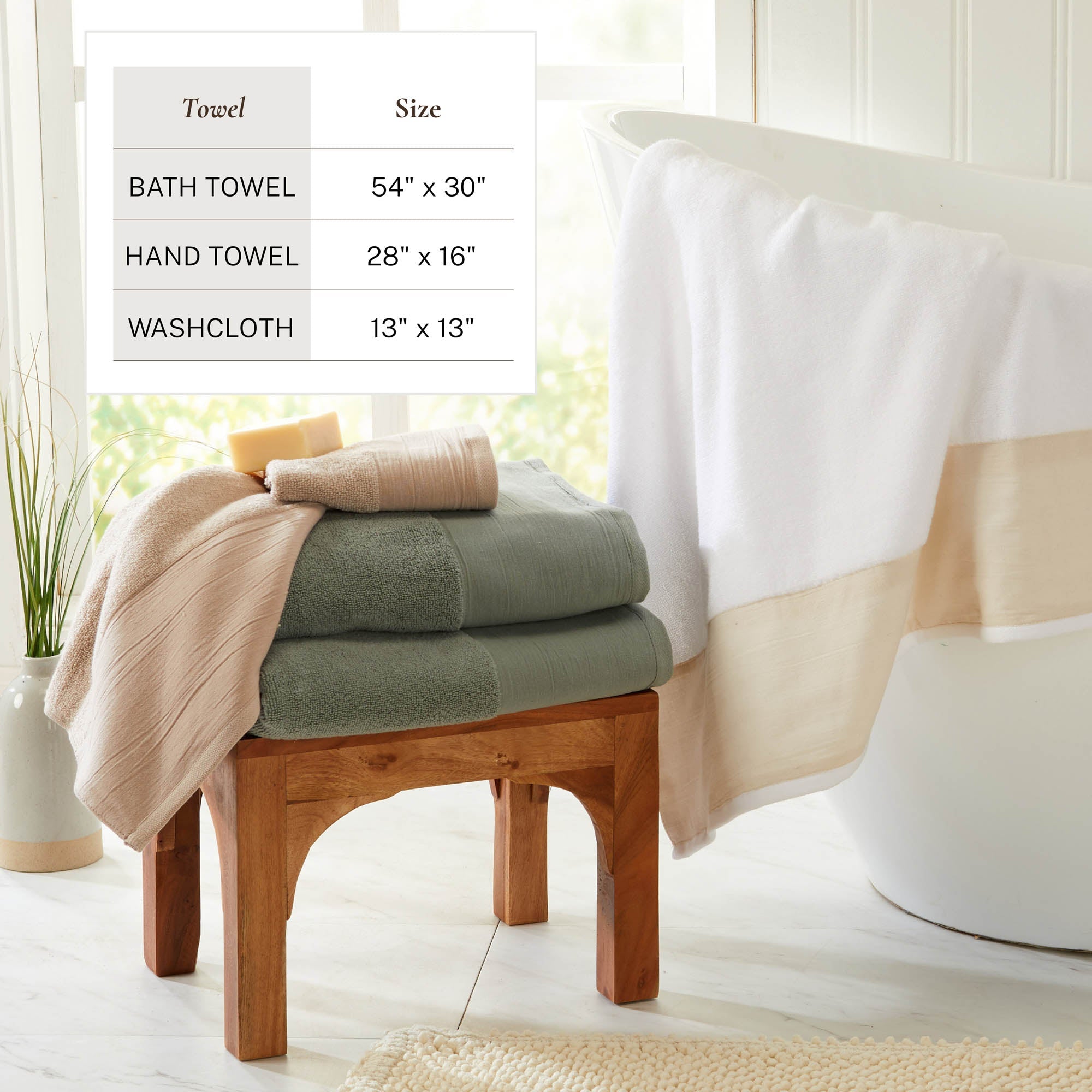 Cotton Linen-Like Border 6-Piece Towel Set - Priya Collection White Cliff Studio Towels