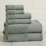 Cotton Linen-Like Border 6-Piece Towel Set - Priya Collection White Cliff Studio Towels