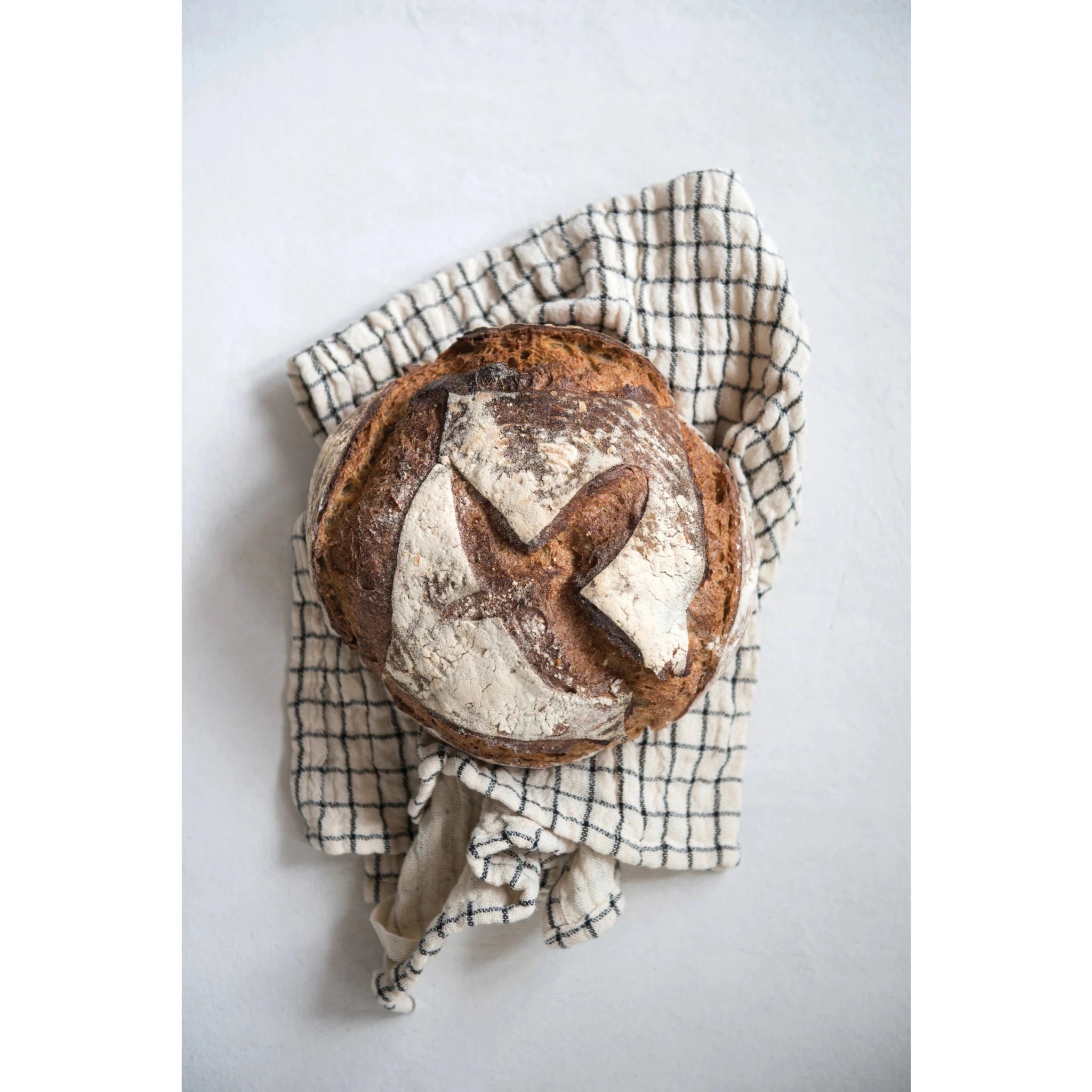 Cotton Tea Towels – Set of 2, Stripe & Grid White Cliff Studio Tea Towel