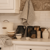 Cotton Tea Towels – Set of 2, Stripe & Grid White Cliff Studio Tea Towel