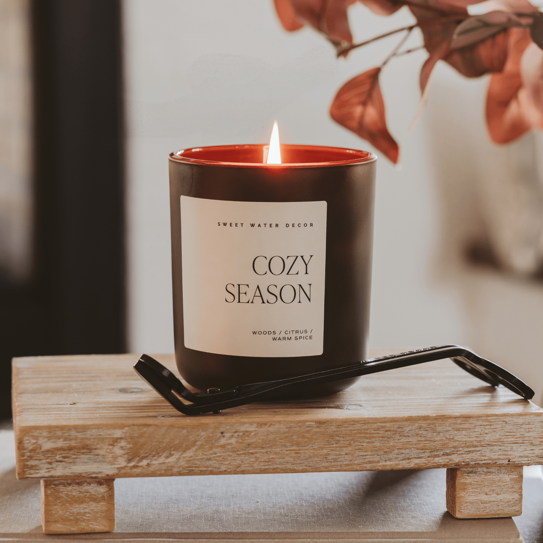 Cozy Season Soy Candle - Brown Matte Jar - 15 oz White Cliff Studio Candles and Candle Accessories